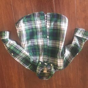 Gap kids green and blue plaid button down